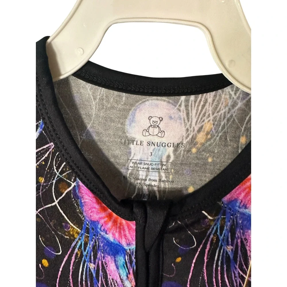Little Snuggles Bamboo Viscose Jellyfish Sleeper Pajamas Black Pink Purple 3T